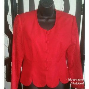 Red Kasper Collarless Petite Jacket Size 6P
